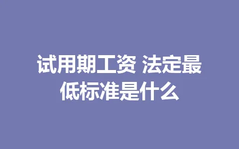 试用期工资 法定最低标准是什么 二