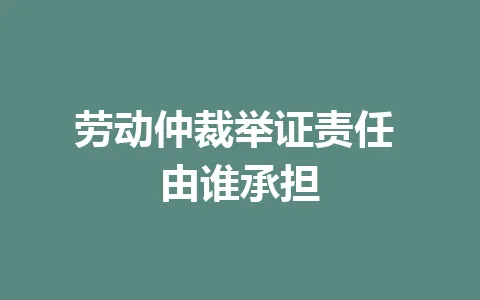劳动仲裁举证责任 由谁承担 一